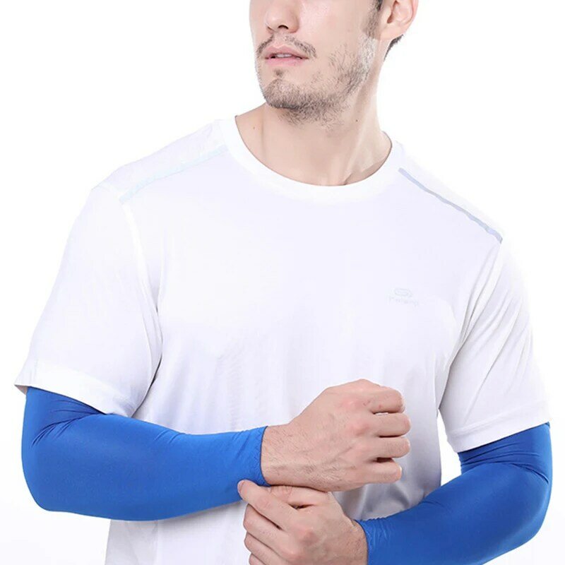 Однотонные рукава для рук, охлаждающие спортивные перчатки с защитой от УФ излучения, дышащие, для велоспорта, рыбалки, бега, 1 пара