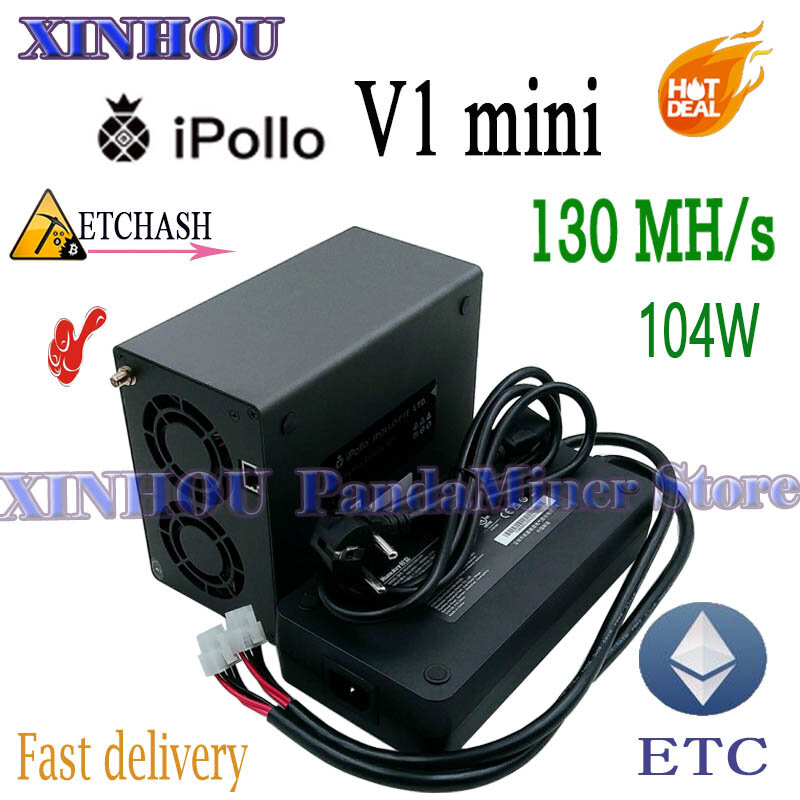 Used ASIC miner iPollo V1 Mini Classic ETC Miner Hashrate 130MH/s 104W with PSU Digital Currency Mining ETC ZIL ETP EXP