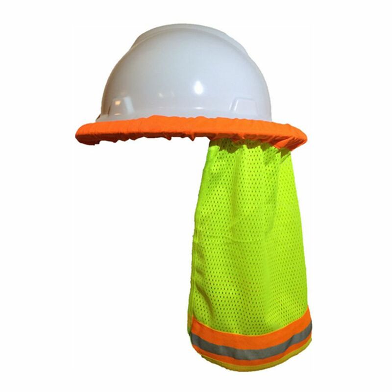 Verão sol sombra segurança Hard Hat, pescoço escudo capacetes, listra reflexiva, útil cabeça proteção Cap para material de trabalho ao ar livre, novo