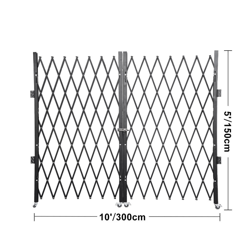 VEVOR doppio cancello di sicurezza pieghevole 1.5-2x3-3.66m cancello di sicurezza a soffietto fisarmonica in acciaio cancello di sicurezza espandibile flessibile con ruota
