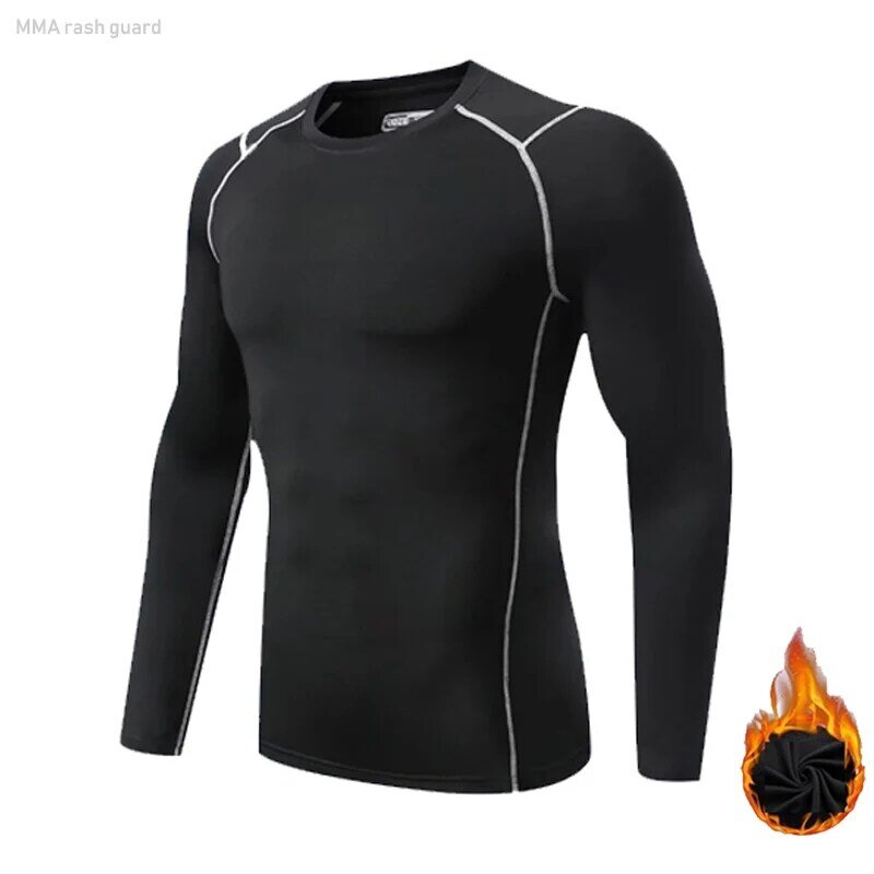 Winter Thermal Compression Long Sleeve Shirt Black Turtle Collar Fleece Second Skin Men's T-Shirt Kids Thermal Underwear Sports