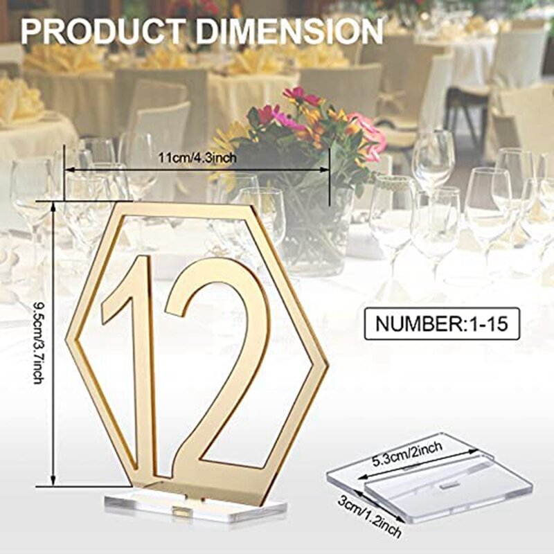 Nomor meja 1-15 pernikahan akrilik nomor meja braket dasar cocok untuk pesta pernikahan acara katering dekorasi