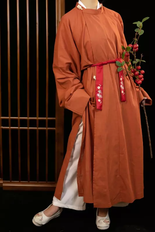 Vintage Chinese Hanfu Robe Slub Cotton And Linen Round Neck Midi Losse Dress Tang Dynasty Long Kimono Style Dressing Summer