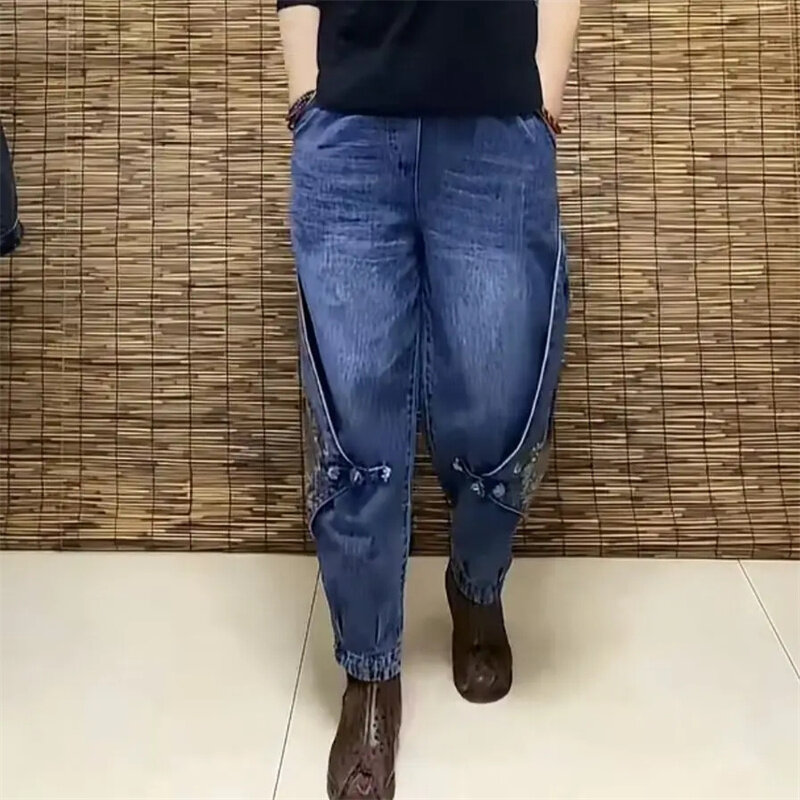 Женские Универсальные джинсовые брюки, мягкие удобные эластичные брюки с высокой талией, повседневные брюки в стиле Харлан, весна-лето 2024