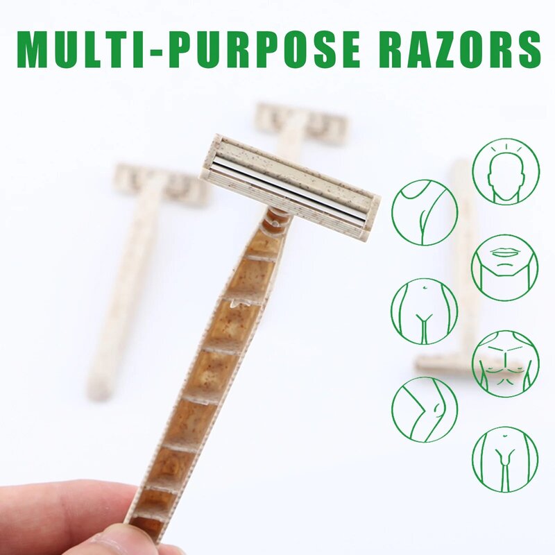 EZ Eco-friendly Disposable Razors Wheat Straw Twin Sweden Stainless Steel Blade highly-biodegradable Recyclable