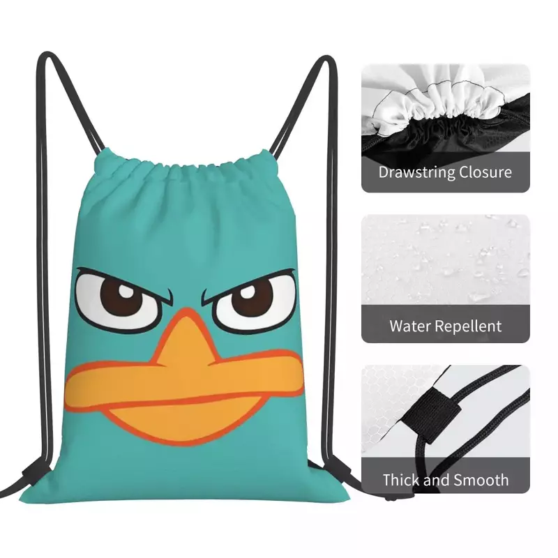 Perry The Platypus Mask Backpacks Casual Drawstring Bags Drawstring Bundle Pocket Sports Bag Book Bags For Man Woman Students