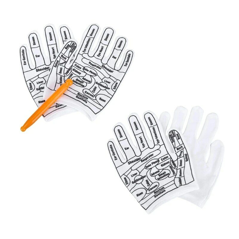 Y166 قفازات العلاج بالابر الانعكاسية سبا اليد أداة الانعكاسات المدببة طباعة القفازات لتحفيز نقاط الوخز اليدوية بشكل صحيح