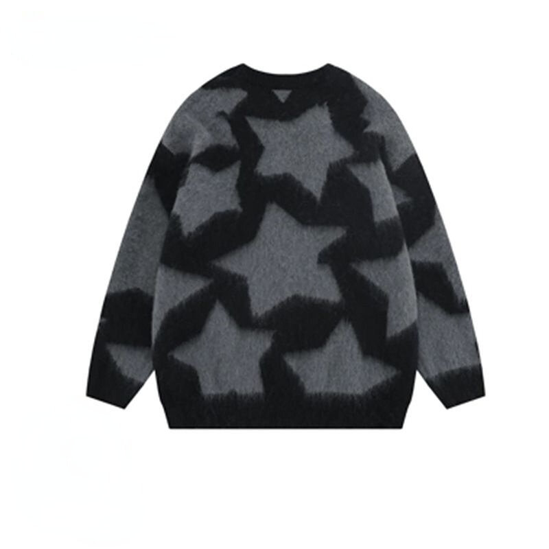Kontrast farbe übergroßen Pullover Stern muster Harajuku Lazy Wind Strick pullover Frauen alle passen Rundhals-Pullover свитер