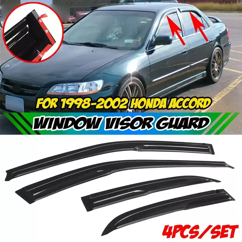 4pcs Car Window Visors Window Sun Vent Visor Deflector Rain Guard For Honda For Accord 1998-2017 4Dr Awnings Shelter Cover Vents