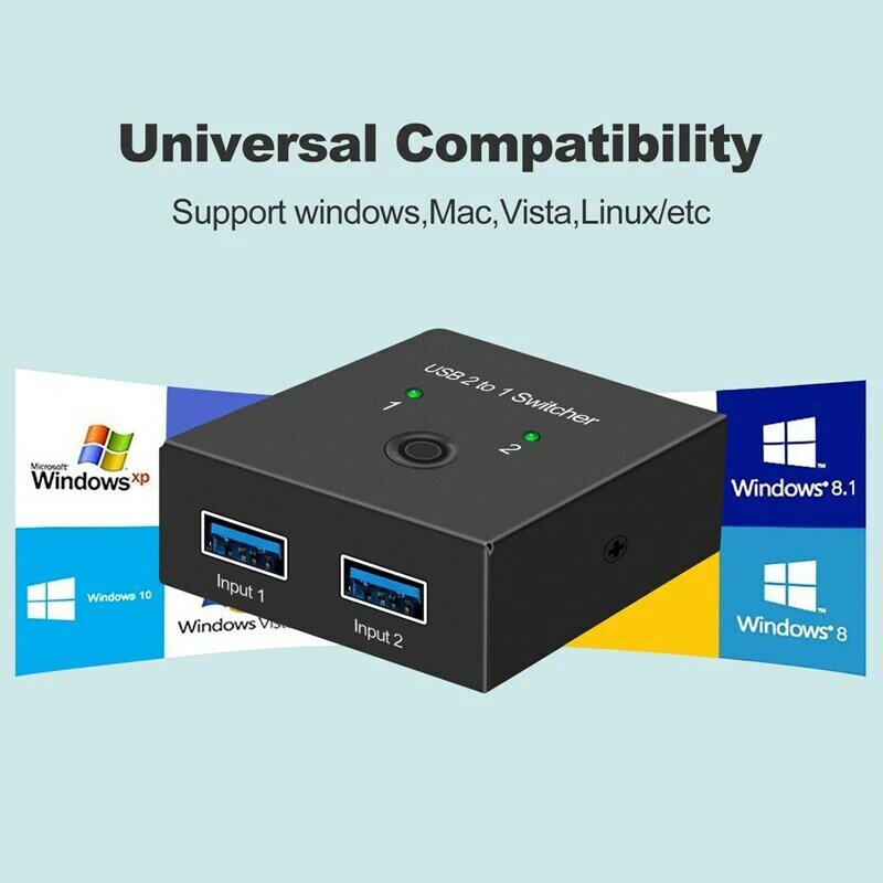 Usb 3.0 Switch Selector Kvm Switch 2 In 1 Out Usb Switcher Voor 2 Computers Delen 1 Usb Apparaten Zoals als Printer Scanner