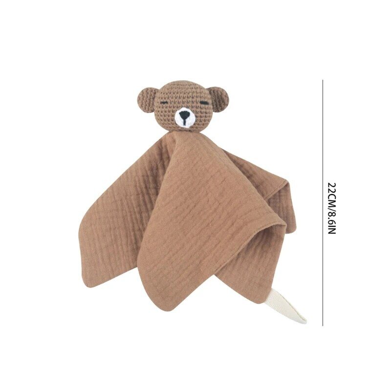 Infant Soother Bib Mood Appease Bib Knitted Bear Charm Security Blanket Unisex G99C
