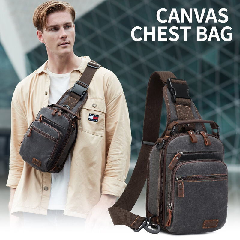 Sling Backpack Chest Sling Bag for Men Waxed Canvas Crossbody Bag Water Resistant Shoulder Bag Casual Daypack