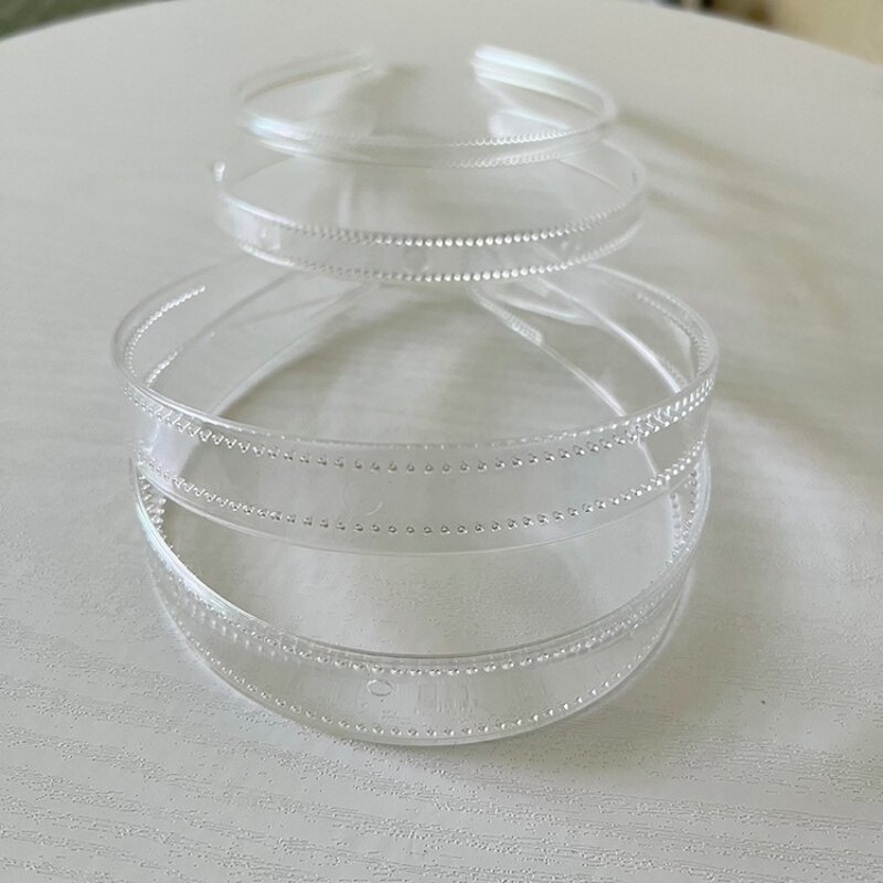 Headbands plástico transparente com dentes, liso transparente Hairbands, DIY Mulheres Acessórios de Cabelo, Aros Cabelo Cru, 3PCs, 8mm, 12mm, 20mm