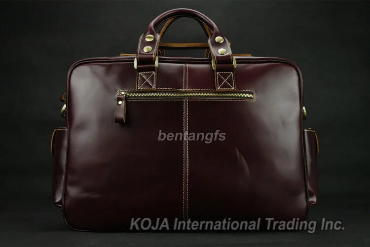 Maleta de couro genuíno para homens, grande bolsa de negócios, sacola, bolsa grande, luxo, italiana, 15 in, frete grátis
