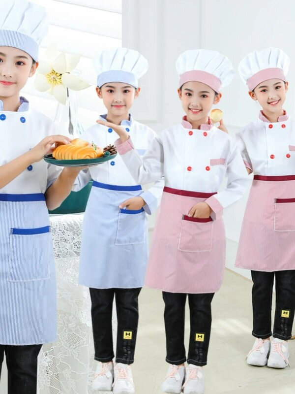 ชุดเครื่องแบบเชฟสำหรับเด็กในครัว, ชุดเสื้อแจ็กเก็ตทำงานสำหรับร้านอาหารฮาโลวีนการแสดงบนเวทีปาร์ตี้ชุดคอสเพลย์ผู้หญิง