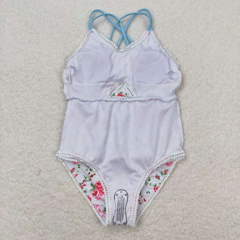 Wholesale Baby Girl One Piece Sleeveless Swimming Suit Children Toddler Summer Inner Flower Swimwear Infant Swimsuit Clothing