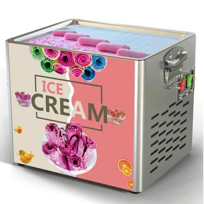 Máquina para hacer rollos de helado, sartén cuadrada de 110V/220V, sartén grande para el hogar, máquina para hacer yogur frito, fabricante de helados fritos en rollo