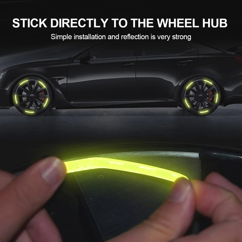 Cinta adhesiva reflectante para cubo de rueda de coche, pegatina Universal luminosa de seguridad para conducción nocturna de motocicleta, 20/40/60 piezas