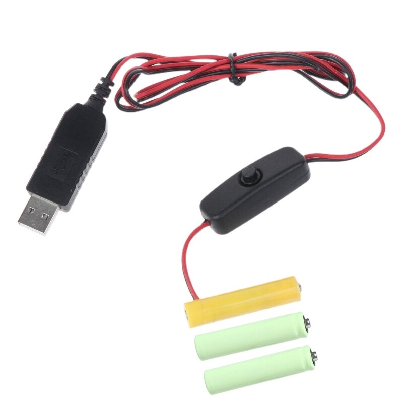 USB to 4.5V AAA LR03 Eliminators Power Supply Adapter Replaces 3 AAA Batteries for LED Light Toy Hygrometers