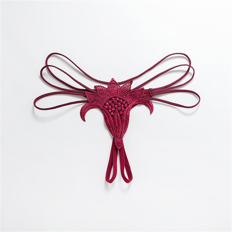 Culotte string rose bandage pour femme, slip sexy évidé, string, sous-vêtement taille basse, dos en T, vêtements de plage
