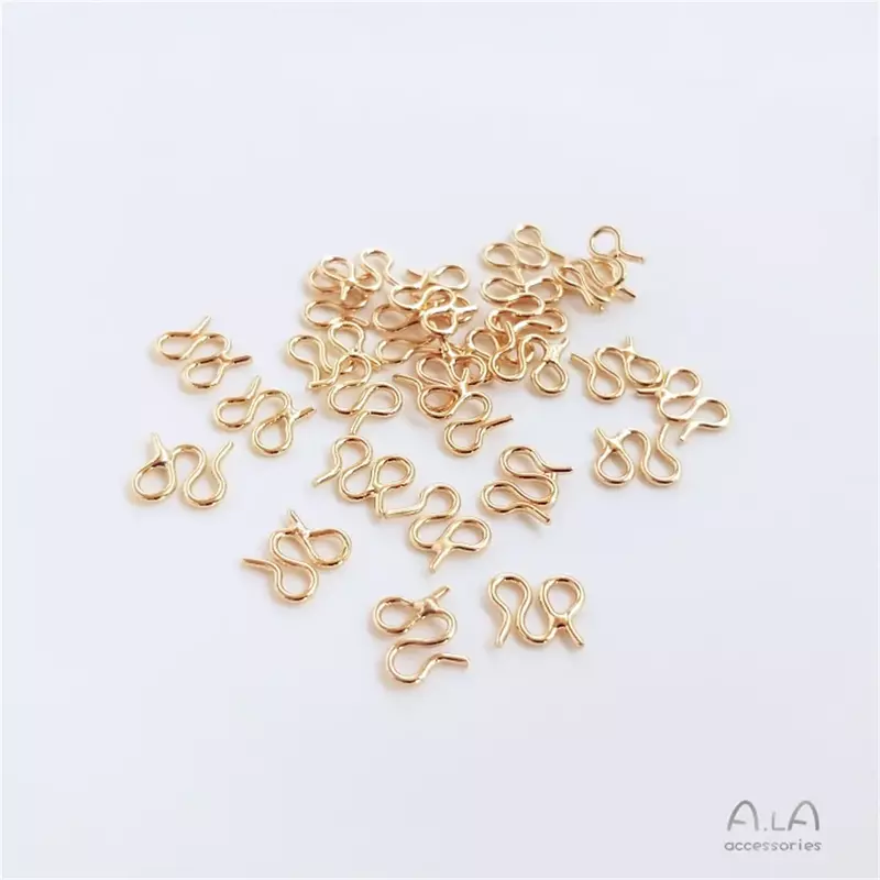 Kalung Gelang jepit M isi emas 14k dengan gesper kait penutup berbentuk S gesper DIY Aksesori Perhiasan bahan B925