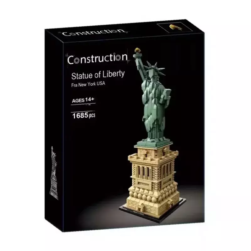 Coleção Estátua da Liberdade Conjunto para crianças e adultos, grande modelo de arquitetura, compatível com 21042, 1685 unidades