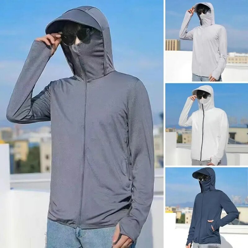 Odzież wędkarska anty-uv Odzież przeciwsłoneczna dla mężczyzn Płaszcz przeciwsłoneczny z kapturem i ochroną UV Koszula przeciwsłoneczna z długim rękawem na zewnątrz