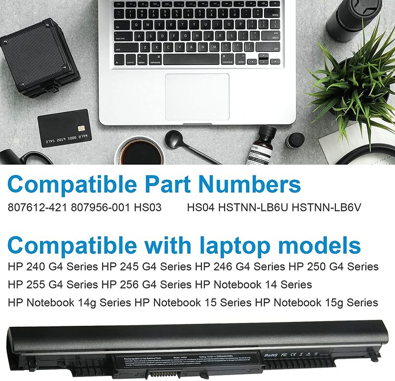 NEW HS04 2800mAh Laptop Battery For HP 240 245 250 255 G4 HSTNN-LB6V HSTNN-PB6S HSTNN-LB6U 807611-831 807957-001 HS03 HS04