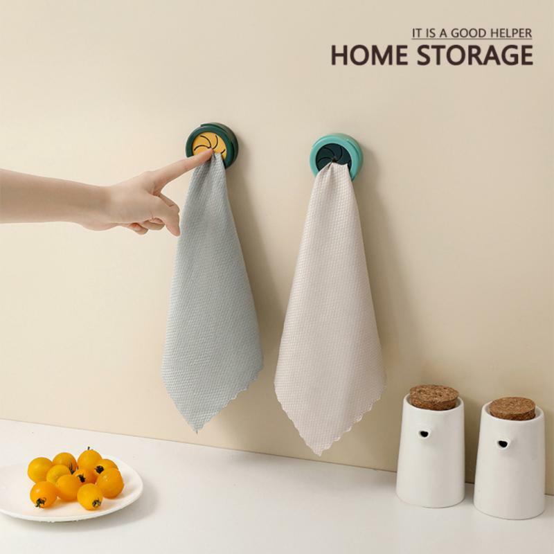 2/4/6PCS Towel Plug Holder Self Adhesive Wall Mounted Kitchen Rags Hook Storage Rack Waterproof Bathroom Towel Dishcloth Clip