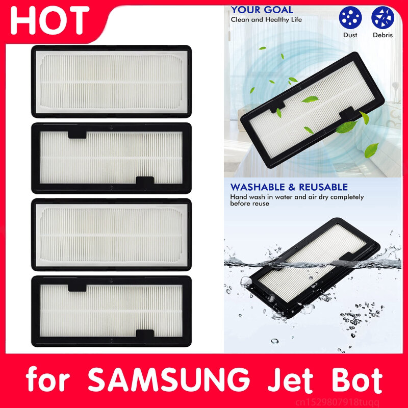 Filtros Hepa para aspiradoras SAMSUNG Jet Bot AI +, repuesto lavable para Robot VR30T85513W/AA, 4 unidades