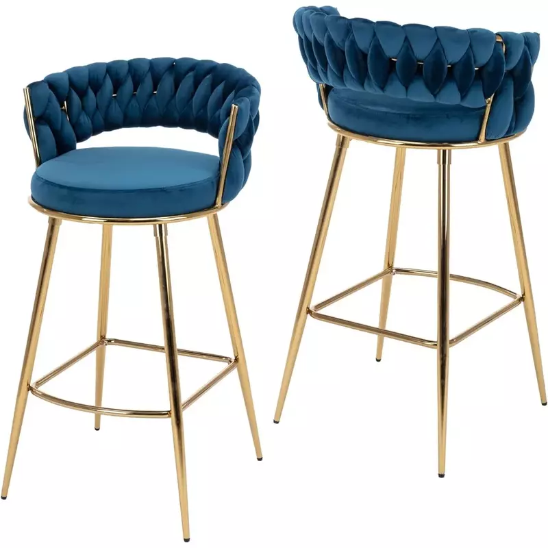 Удобное сиденье, размеры 2, 29 дюймов, прочные металлические ножки золотистого цвета, тканый подлокотник ручной работы, барный стул