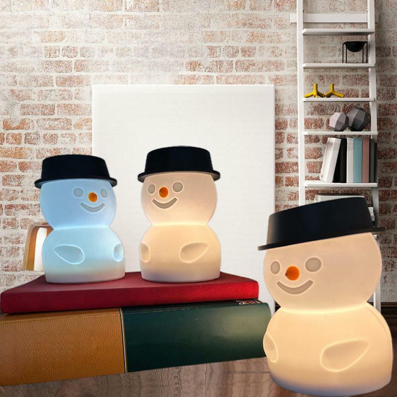 Светодиодный ночник, милый снеговик, мультяшный силиконовый светильник с регулируемой яркостью, USB-зарядка, для детей, спальни, подарок, фотолампа для сна