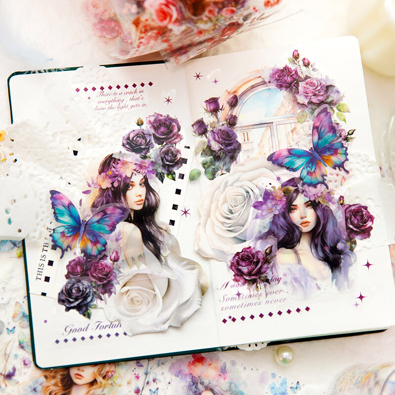 O Sonho Branco de Dark Flower Série Marcadores, Álbum de Foto Decoração, PET Tape, 6 Pacotes por lote