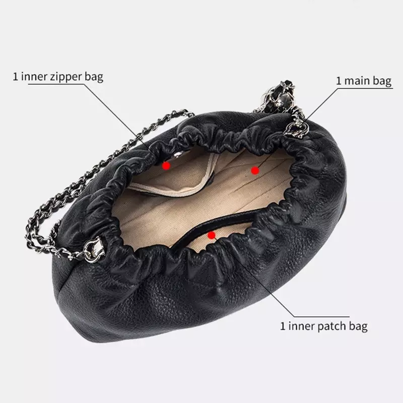 Damen Umhängetasche Geldbörse Soft Cloud Bag Mode Knödel One-Shoulder-Einkaufstasche Plissee-Tasche Echt ledertaschen für Frauen