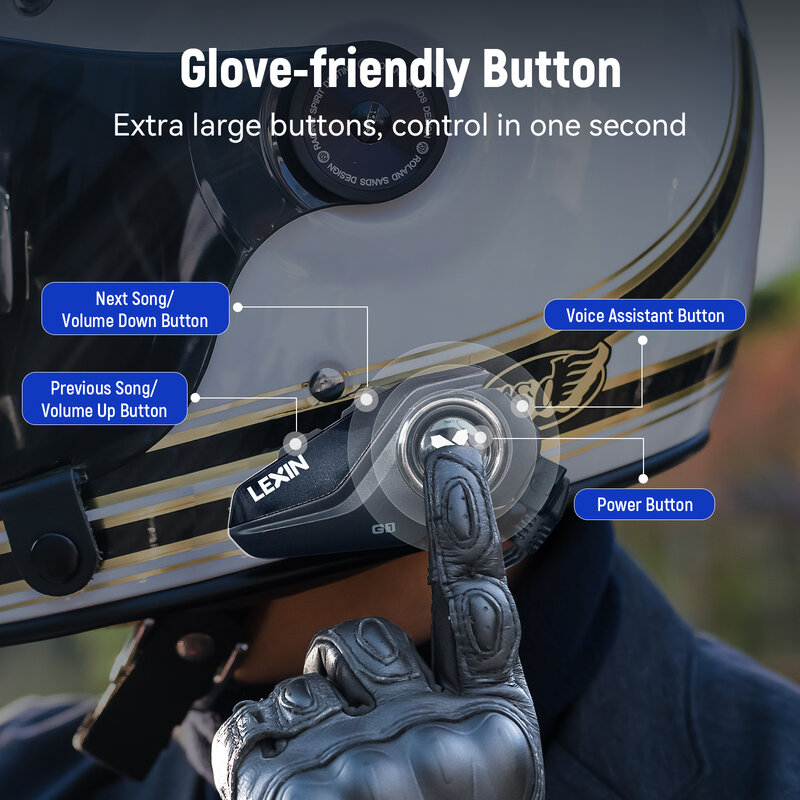 2024 neue Lexin G1 Motorrad Bluetooth Headsets für Helm, Bluetooth 5.0,High Definition Lautsprecher, Sound qualität Upgrade