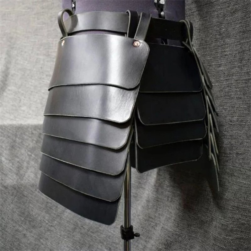 Cinturón medieval para mujer con cintura poliuretano con armadura pierna en capas para Halloween