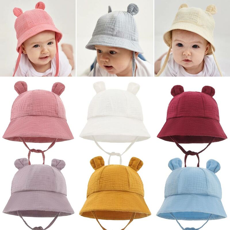 Детская Панама с ушками, мягкая хлопковая шляпа от солнца, с милым Кроликом, для новорожденных мальчиков и девочек, летняя кепка для малышей от 0 до 12 месяцев