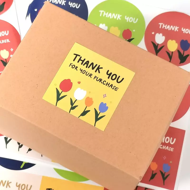 90Pcs/Pack Tulip Thank You Stickers DIY Handbook Envelopes Gift Packaging Decorative Stickers Stationery