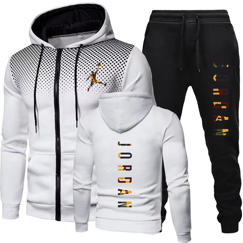 Setelan celana hoodie pria, pakaian olahraga jalanan Hip Hop santai modis Musim Semi dan Gugur 2024