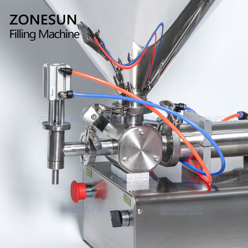 ZONESUN 페이스트 충전 기계 알코올 젤 혼합 필러, 점성 액체, 식품 포장 장비, 액체 물 투여