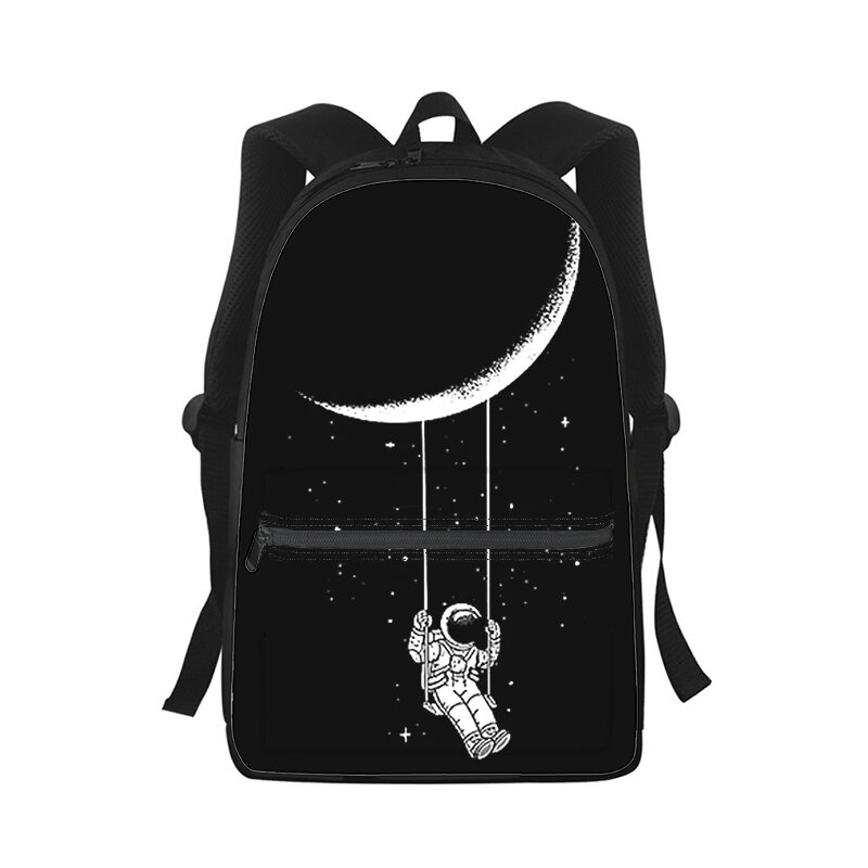 블랙 화이트 일러스트 남녀공용 배낭, 3D 프린트 패션 학생 학교 가방, 노트북 백팩, 어린이 여행 숄더백