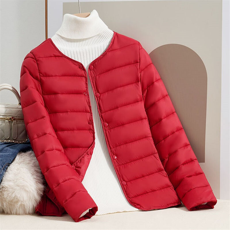 Jaqueta leve de algodão para mulheres, casaco curto, casacos finos, casacos femininos, tops de primavera e outono, nova moda, 2024