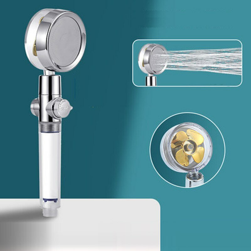 Unter Druck stehender Dusch kopf wassers parend rotierendes Doppelturbo-Druckpropellventilator-Dusch kopf Bad zubehör