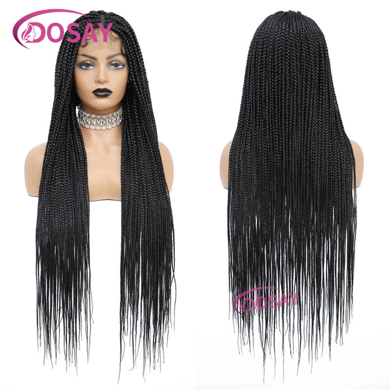36" Synthetic Knotless Box Braided Wigs Faux Locs Transparent Full Lace Frontal With Baby Hair Braided Lace Front Wigs For Women