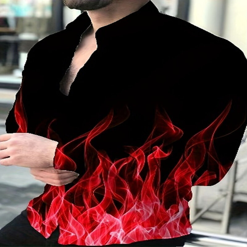 Übergroßes Herren-Freizeit hemd mit 3D-Schädeldruck, modisches, personal isiertes Slim-Fit-Langarmhemd für Frühling/Herbst, Herren bekleidung