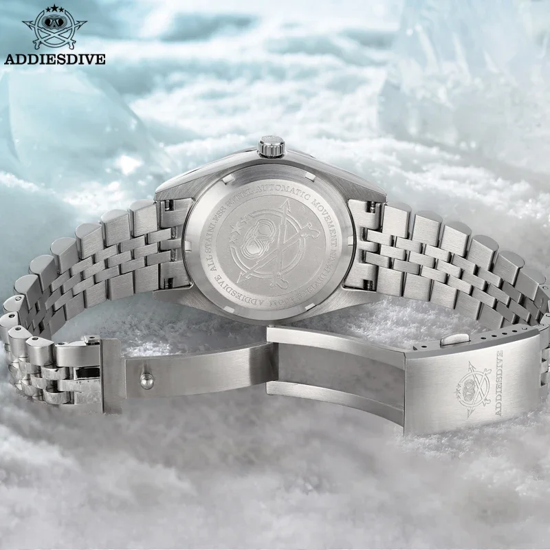 Adpeso AD2041 jam tangan otomatis, jam tangan mekanis otomatis Dial laut Cloud 3D baja tahan karat 100M bercahaya untuk menyelam