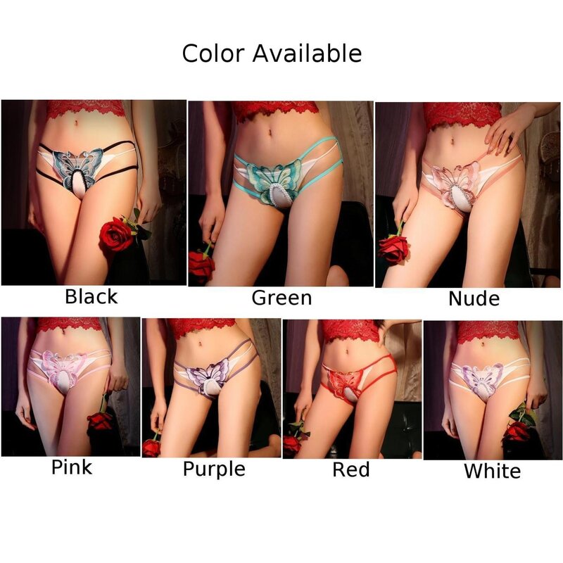 Women Erotic Panites For Man Gay Open Crotch Underwear Sissy Hollow Out G-string Transparent Lingerie Butterfly Shaped Briefs