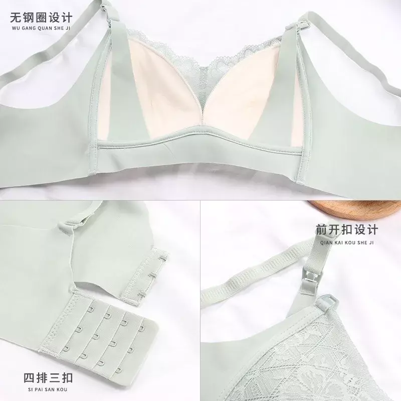 The Modal Breastfeeding Bra Has an Open Button,Nursing Bra 34-42C Solid Color Nursing Underwear