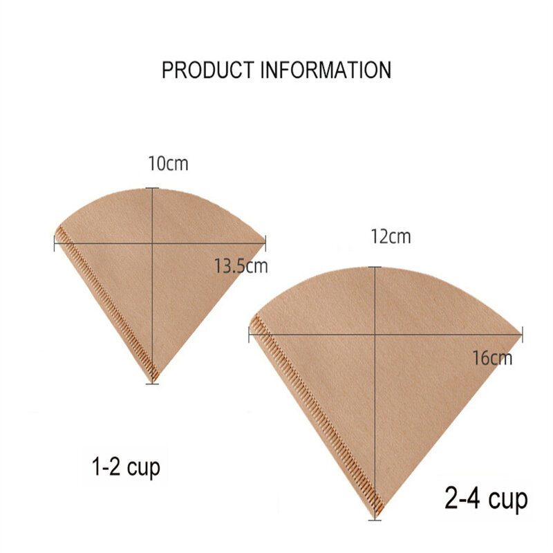 V-shaped papel de filtro de café, papel de filtro cônico, filtro de gotejamento tela, polpa de madeira importada café americano, V60, 100 pcs