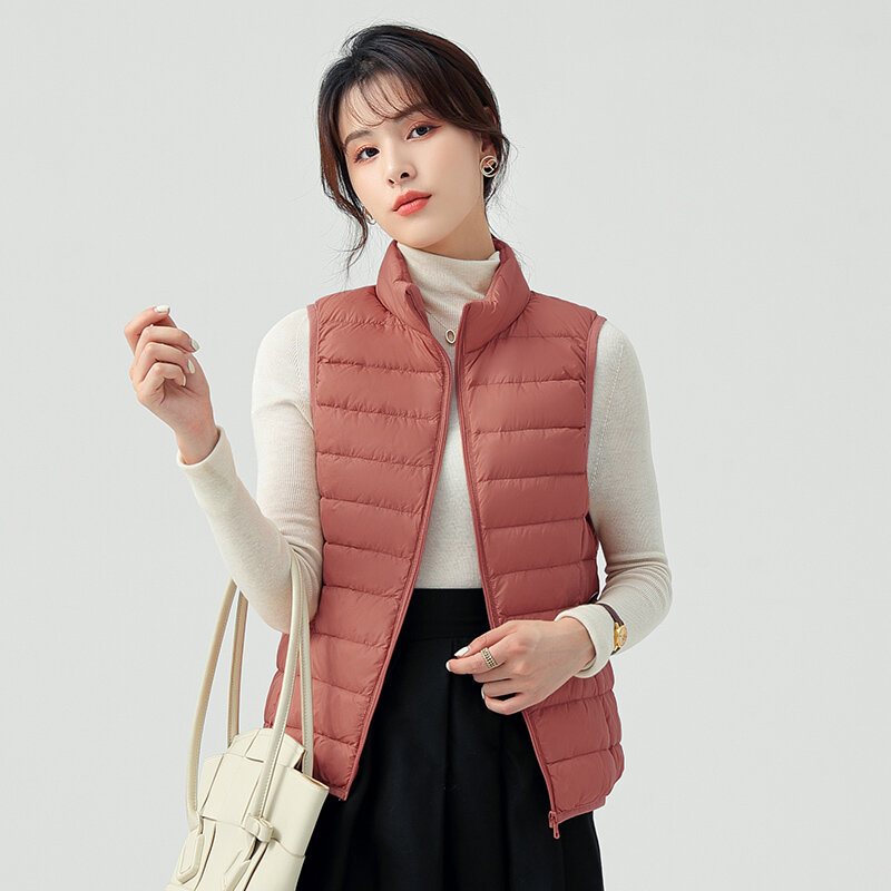 Winter Jackets for Women 2023 Fashion Casual Down Vest High Quality 90% White Duck Down Warm Stand Collar Sleeveless Vest Coat